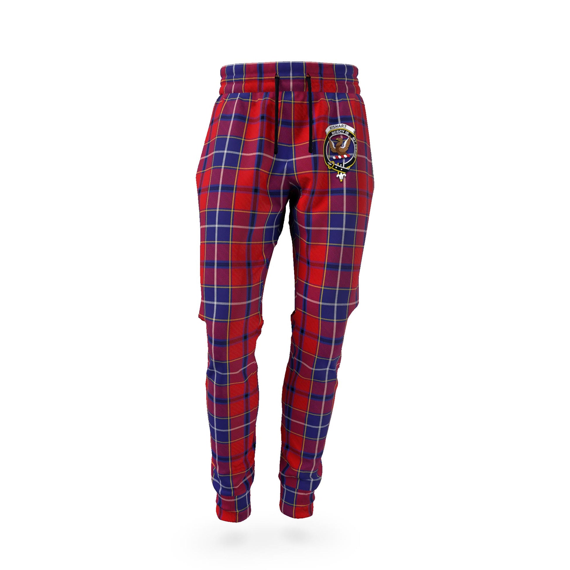 Wishart Dress Tartan Joggers Pants with Family Crest - Tartanvibesclothing Shop