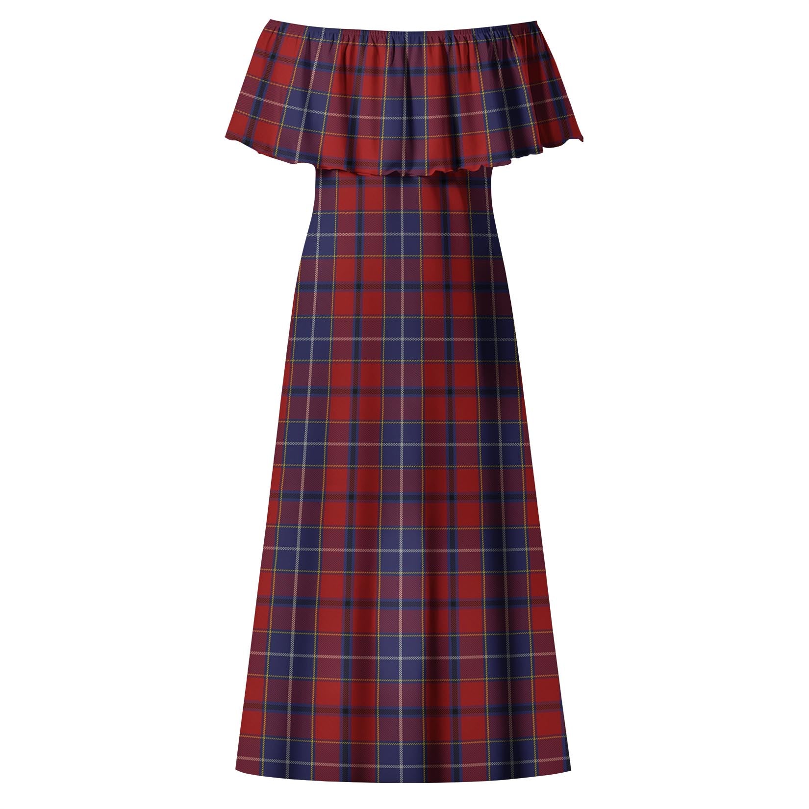 Wishart Tartan Off Shoulder Long Dress - Tartan Vibes Clothing