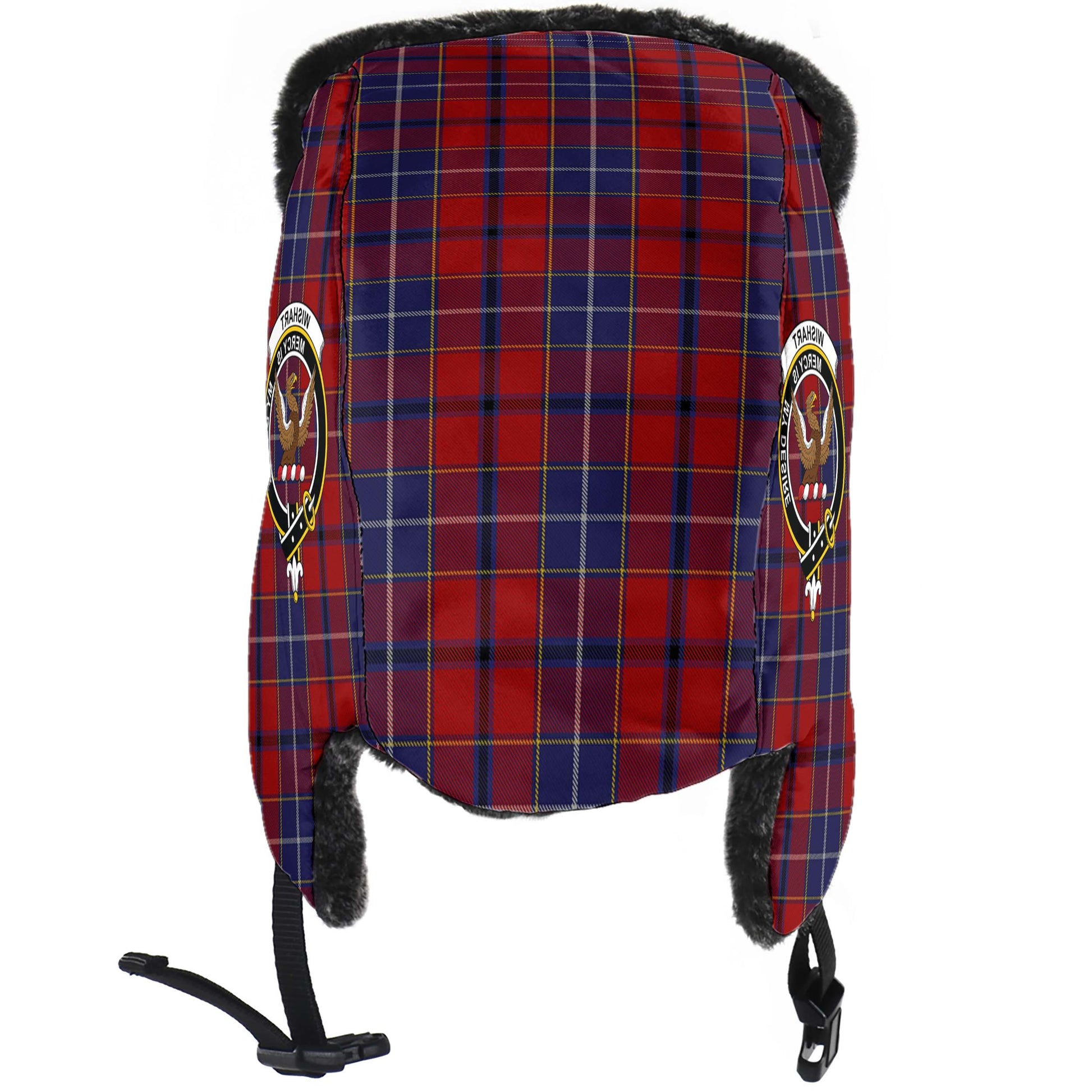Wishart Tartan Winter Trapper Hat with Family Crest - Tartan Vibes Clothing
