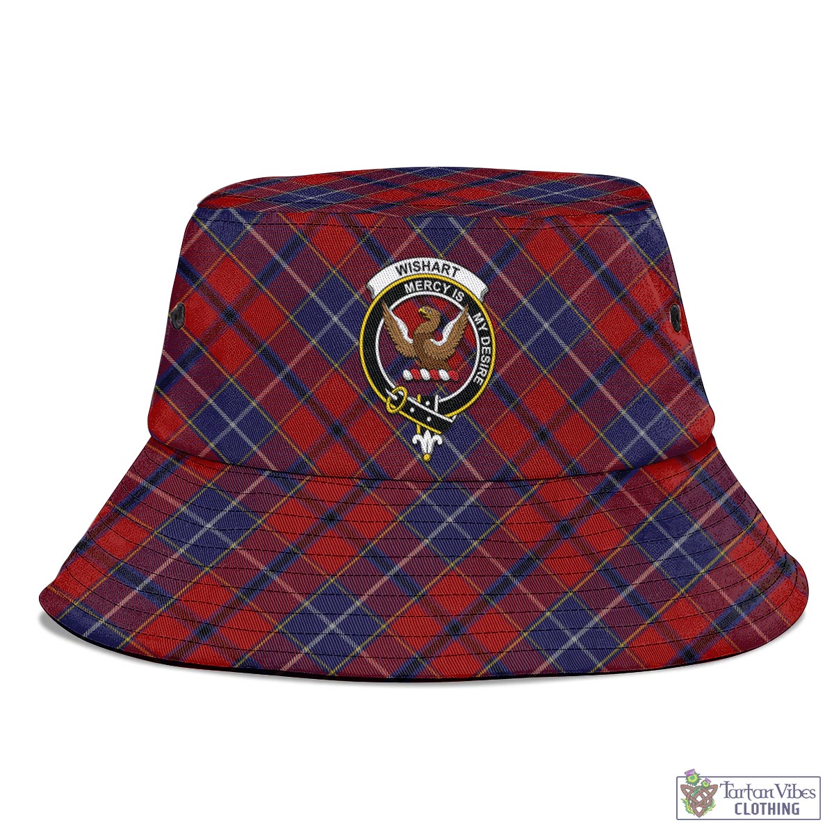 Wishart Tartan Bucket Hat with Family Crest - Tartan Vibes Clothing