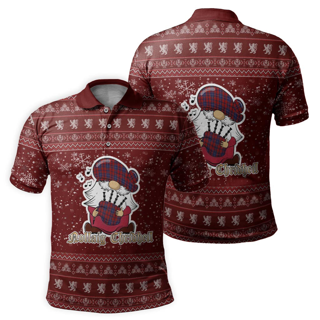 Wishart Dress Clan Christmas Family Polo Shirt with Funny Gnome Playing Bagpipes - Tartanvibesclothing