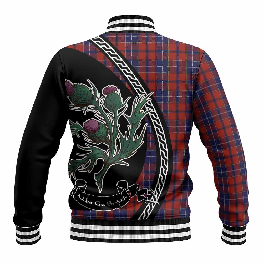 Wishart Family Crest Tartan Baseball Jacket Alba Thistle Inspired - Tartan Vibes Clothing