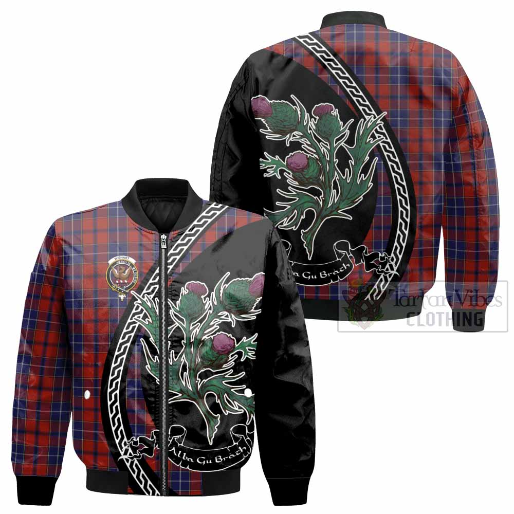 Wishart Family Crest Tartan Bomber Jacket Alba Thistle Inspired - Tartan Vibes Clothing