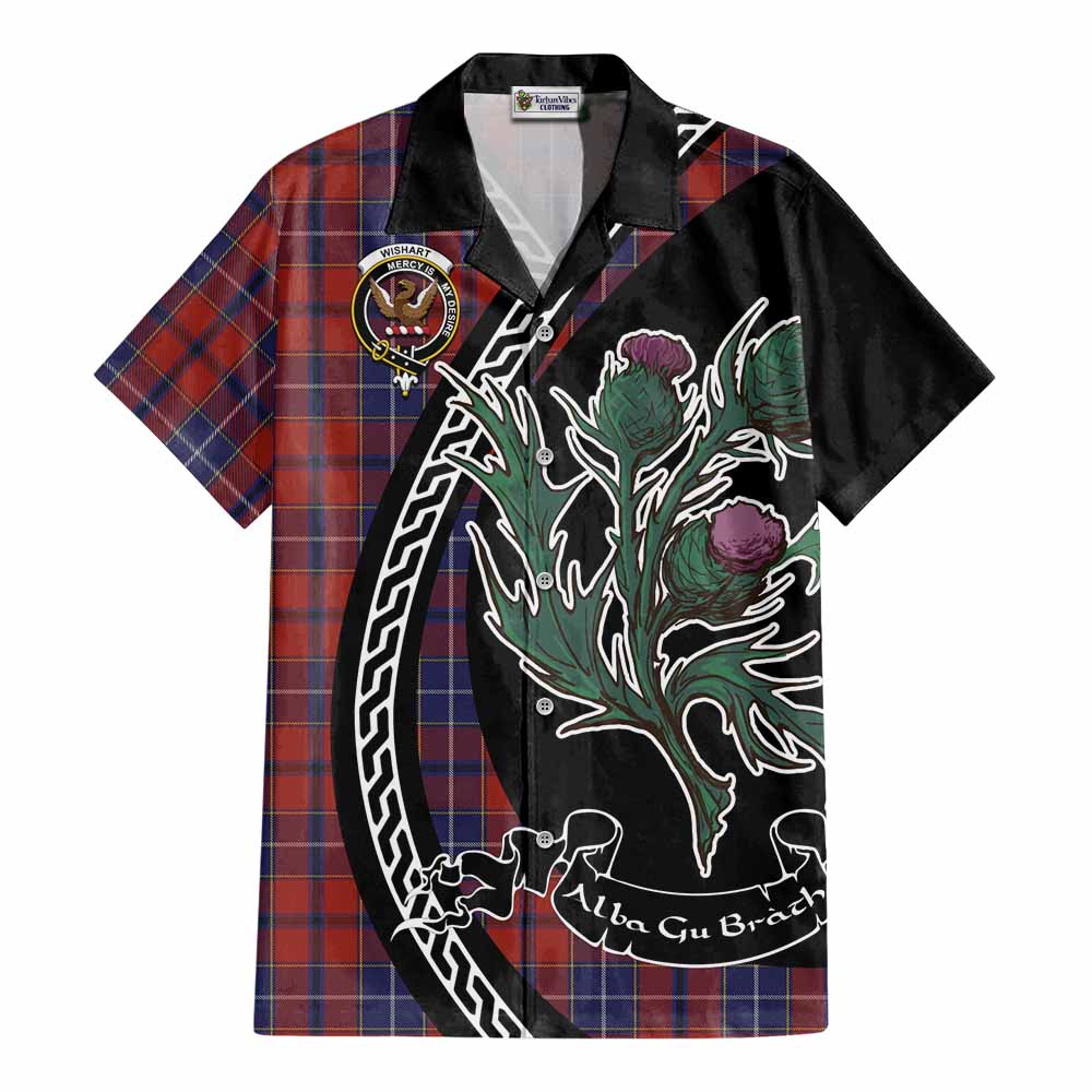 Wishart Family Crest Tartan Cotton Hawaiian Shirt Alba Thistle Inspired - Tartan Vibes Clothing