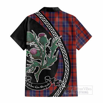 Wishart Family Crest Tartan Cotton Hawaiian Shirt Alba Thistle Inspired - Tartan Vibes Clothing