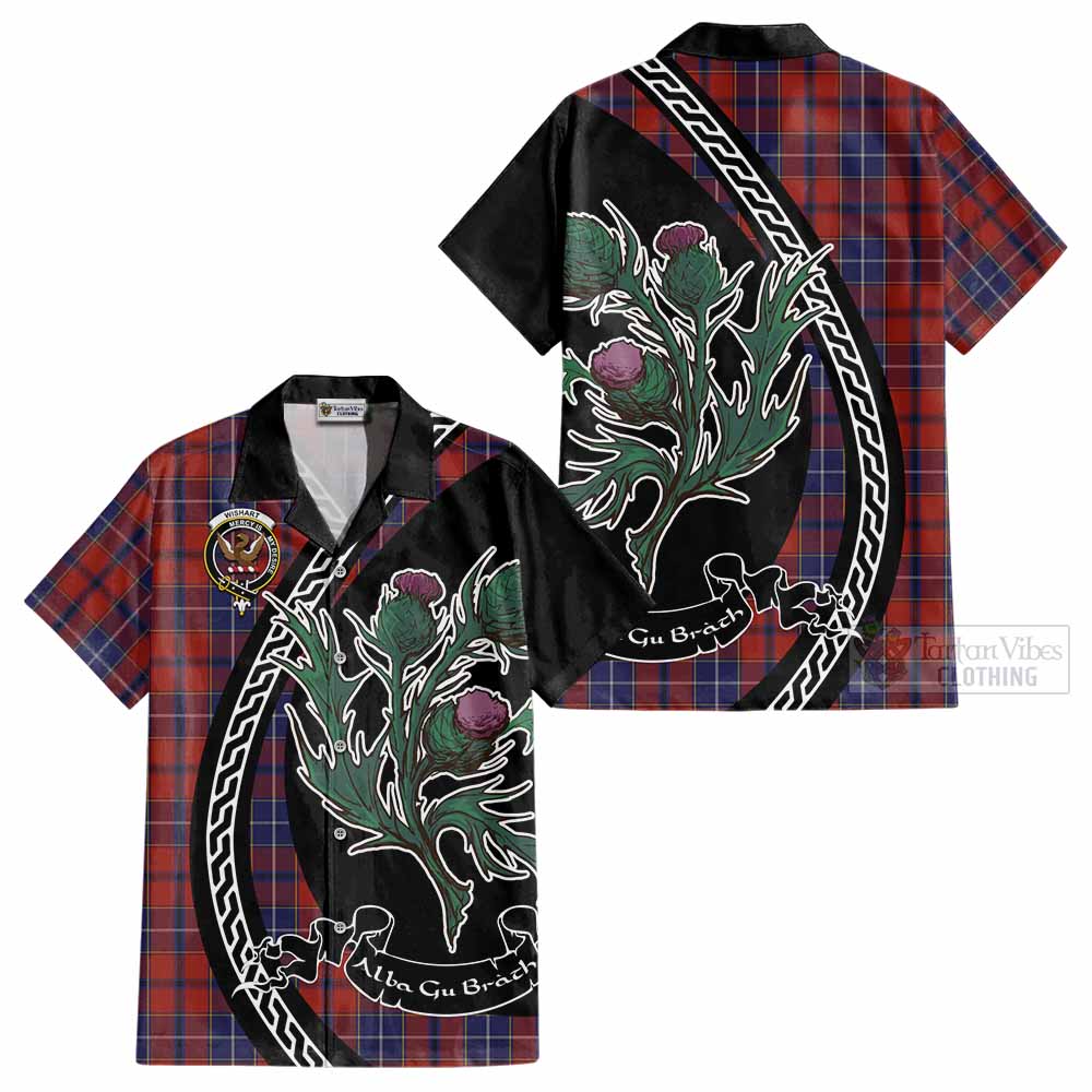 Wishart Family Crest Tartan Cotton Hawaiian Shirt Alba Thistle Inspired - Tartan Vibes Clothing
