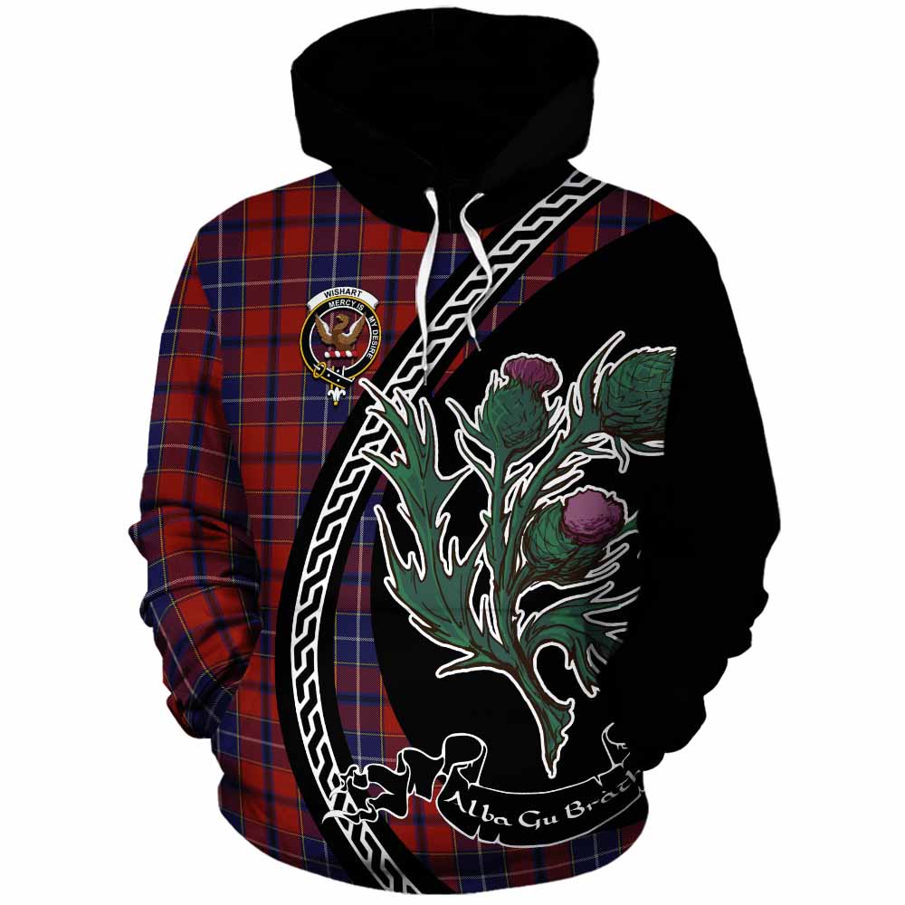 Wishart Family Crest Tartan Cotton Hoodie Alba Thistle Inspired - Tartan Vibes Clothing