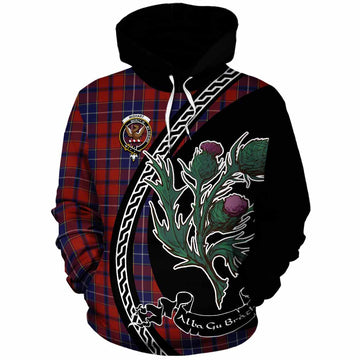 Wishart Family Crest Tartan Cotton Hoodie Alba Thistle Inspired - Tartan Vibes Clothing
