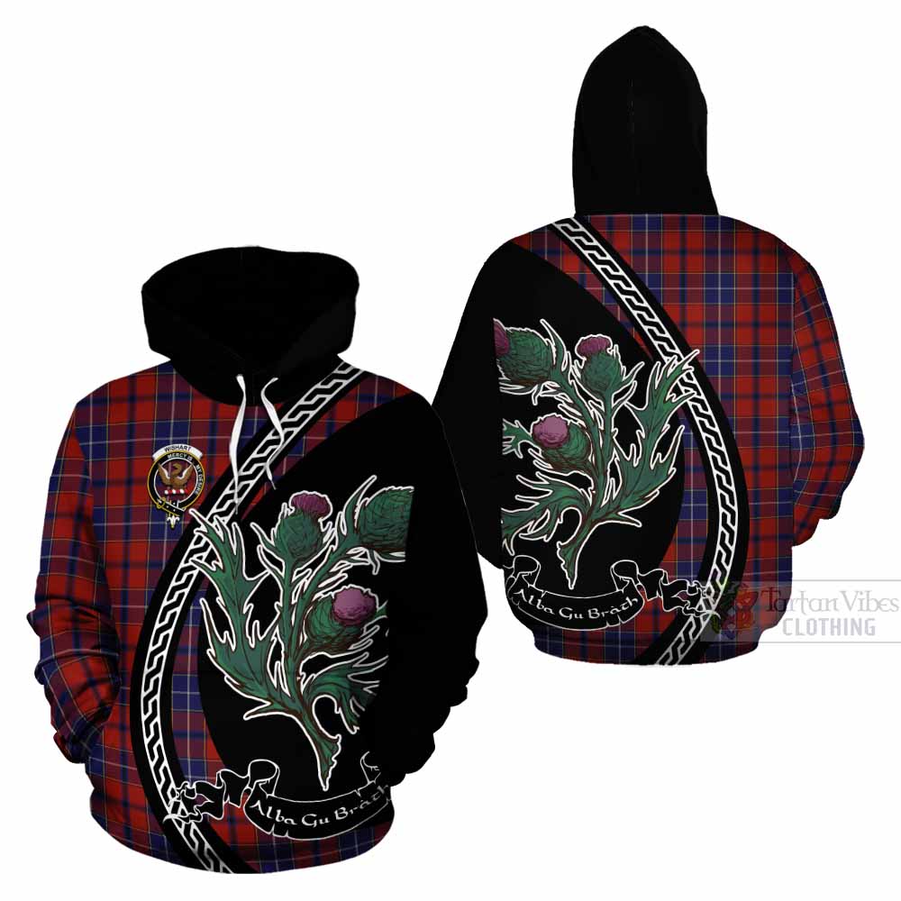 Wishart Family Crest Tartan Cotton Hoodie Alba Thistle Inspired - Tartan Vibes Clothing