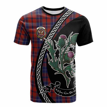 Wishart Family Crest Tartan Cotton T-shirt Alba Thistle Inspired