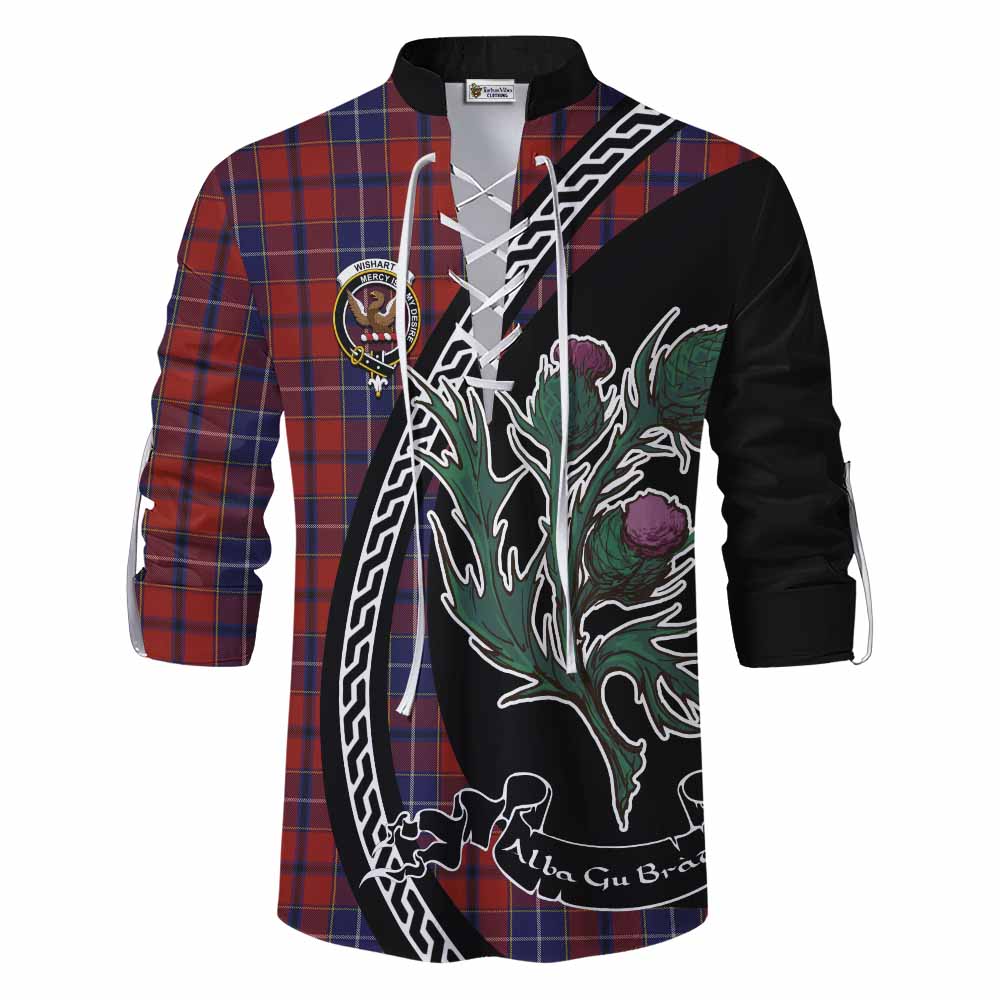 Wishart Family Crest Tartan Ghillie Shirt Alba Thistle Inspired - Tartan Vibes Clothing