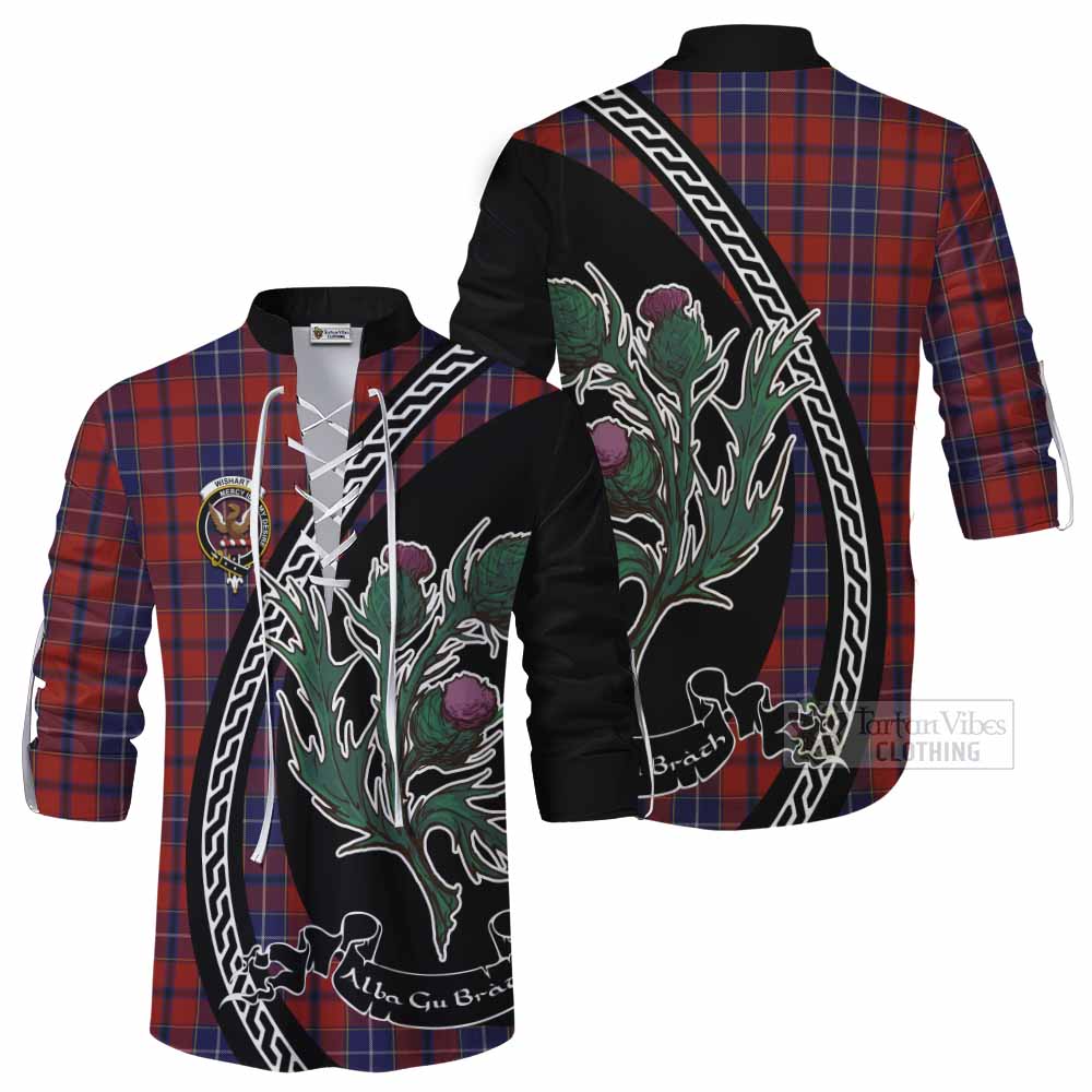 Wishart Family Crest Tartan Ghillie Shirt Alba Thistle Inspired - Tartan Vibes Clothing