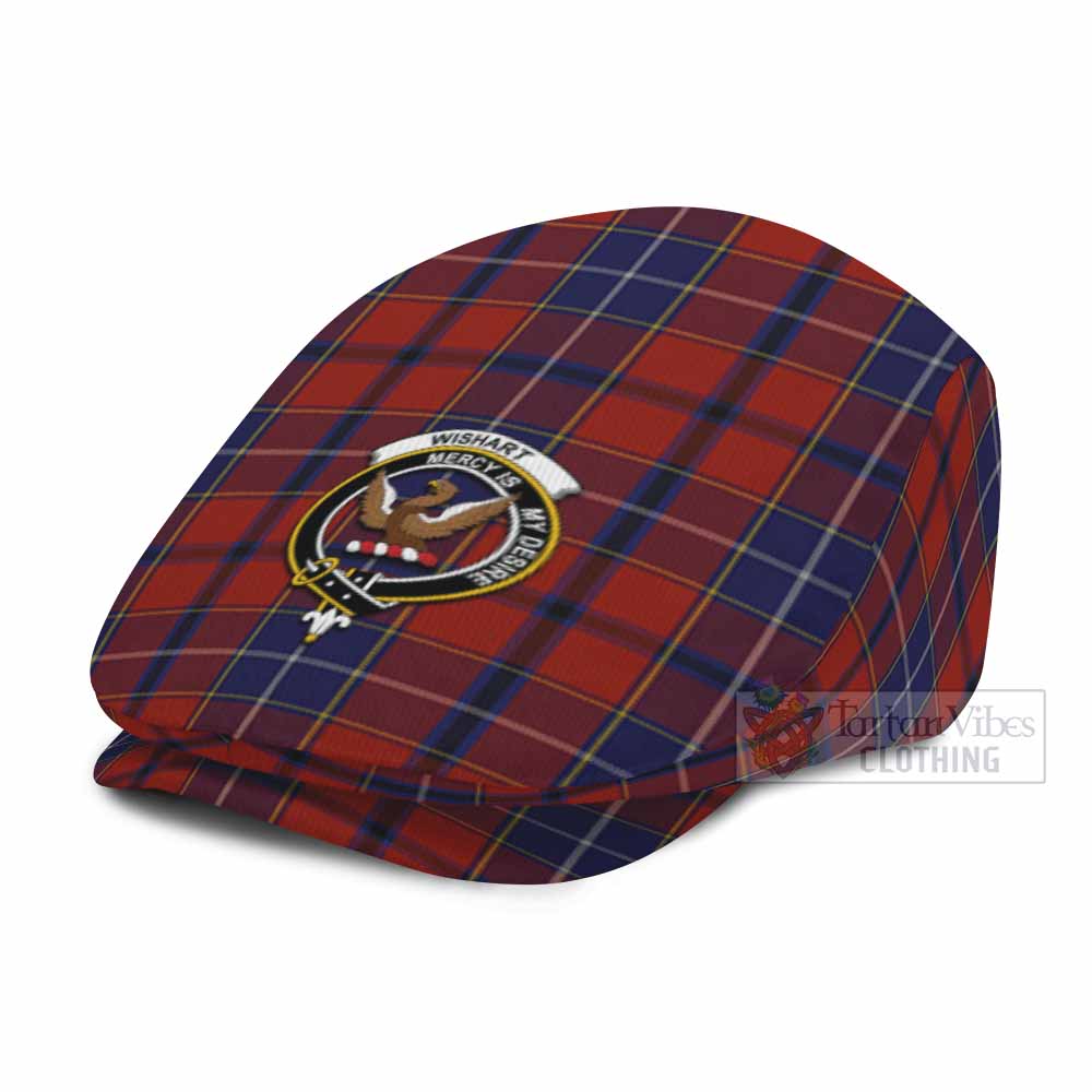 Wishart Family Crest Tartan Jeff Cap, Tartan Flat Cap