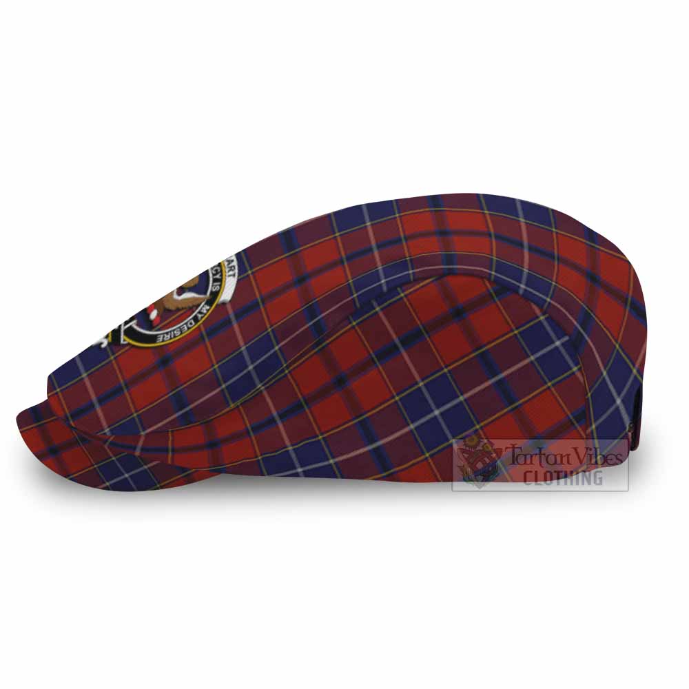 Wishart Family Crest Tartan Jeff Cap, Tartan Flat Cap