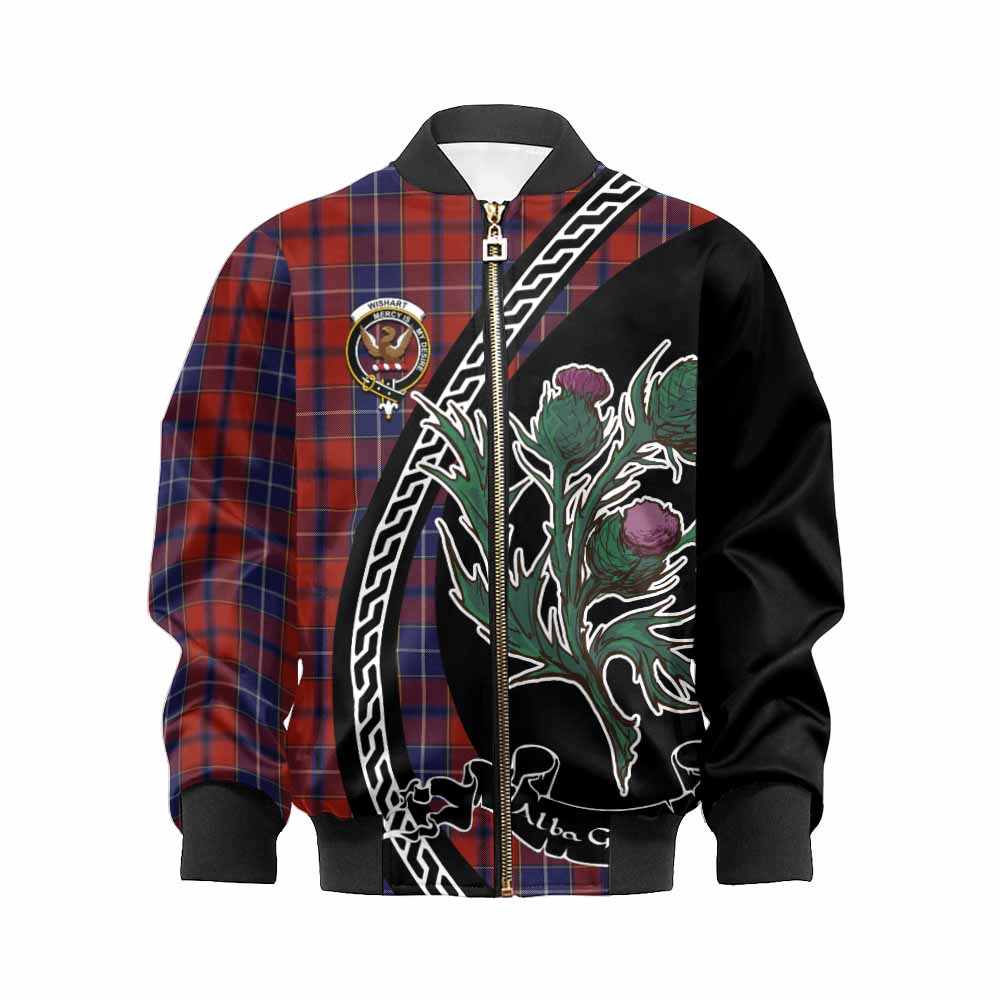 Wishart Family Crest Tartan Kid Bomber Jacket Alba Thistle Inspired - Tartan Vibes Clothing