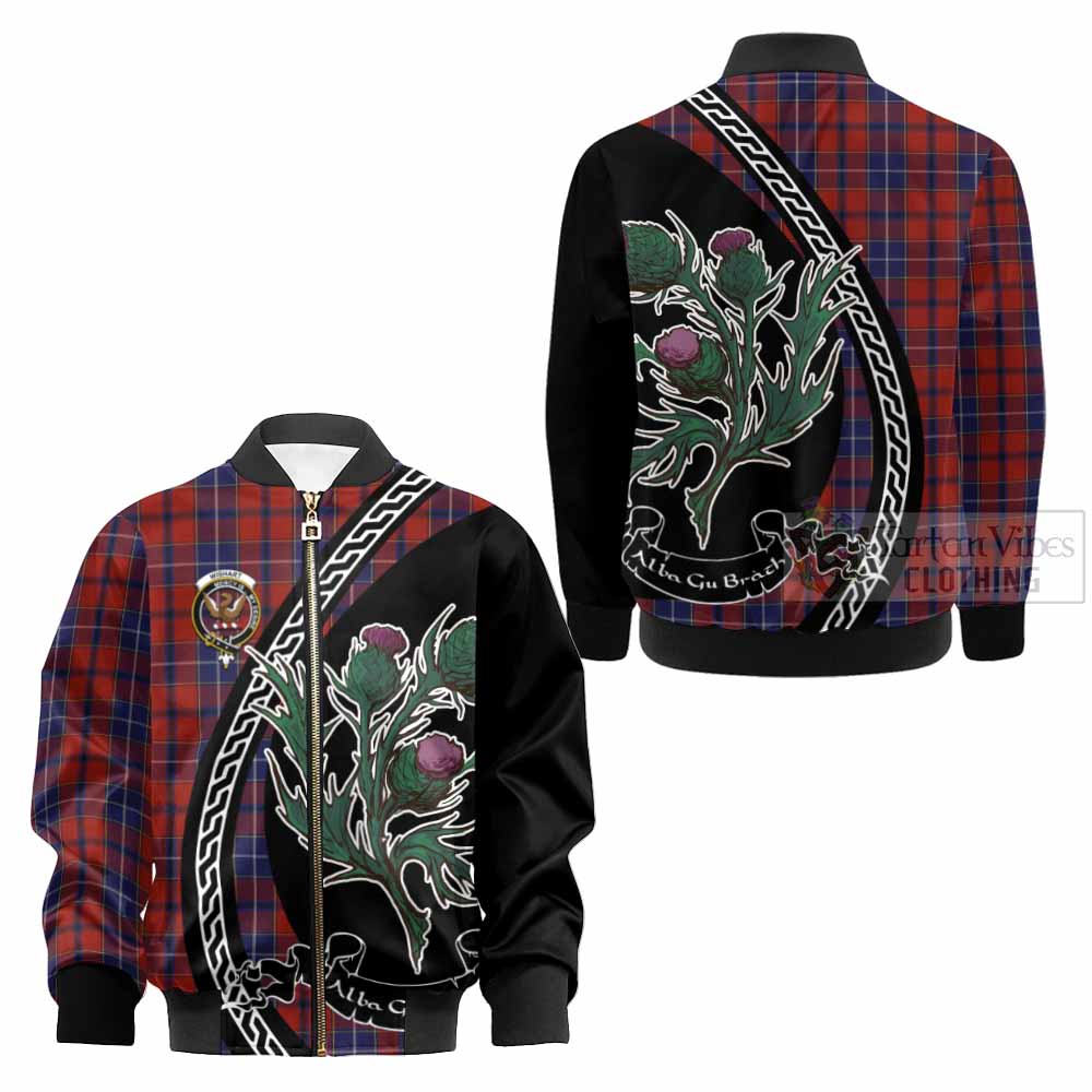 Wishart Family Crest Tartan Kid Bomber Jacket Alba Thistle Inspired - Tartan Vibes Clothing