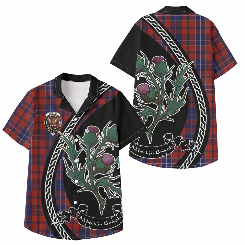 Wishart Family Crest Tartan Kid Hawaiian Shirt Alba Thistle Inspired - Tartan Vibes Clothing