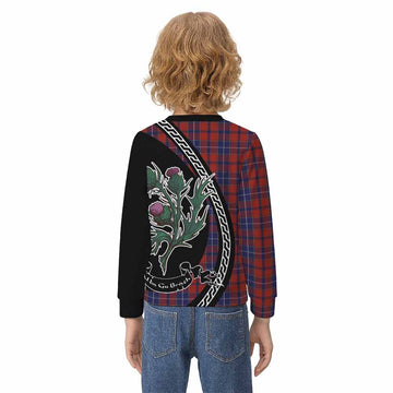 Wishart Family Crest Tartan Kid Knitted Sweatshirt Alba Thistle Inspired - Tartan Vibes Clothing