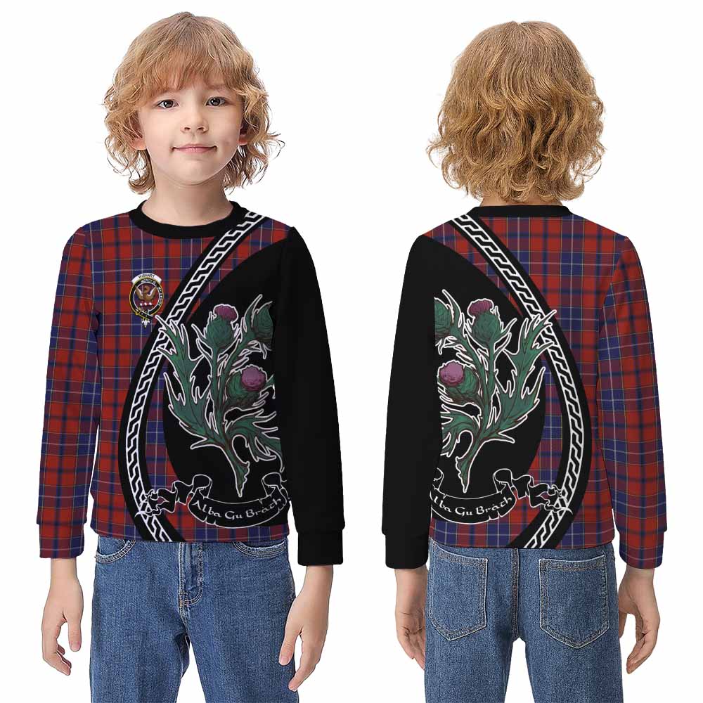 Wishart Family Crest Tartan Kid Knitted Sweatshirt Alba Thistle Inspired - Tartan Vibes Clothing