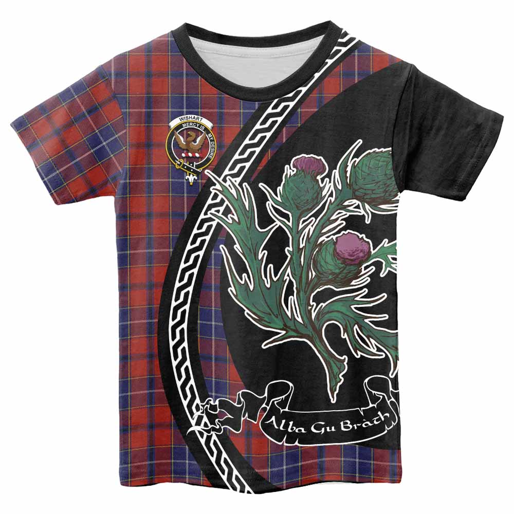 Wishart Family Crest Tartan Kid T-shirt Alba Thistle Inspired - Tartan Vibes Clothing