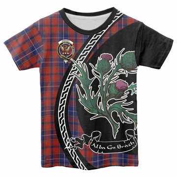 Wishart Family Crest Tartan Kid T-shirt Alba Thistle Inspired - Tartan Vibes Clothing