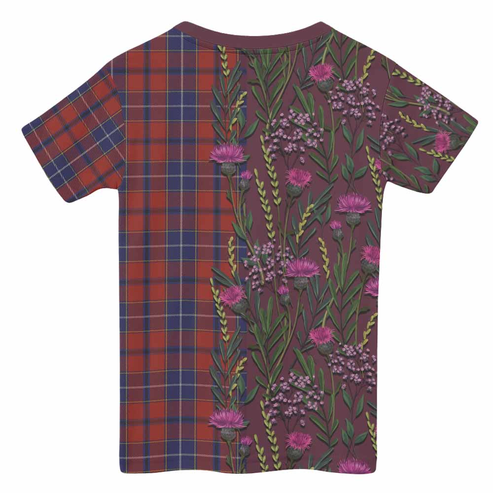 Wishart Family Crest Tartan Kid T-shirt Scottish Thistle Flower Pattern Half Style - Tartan Vibes Clothing