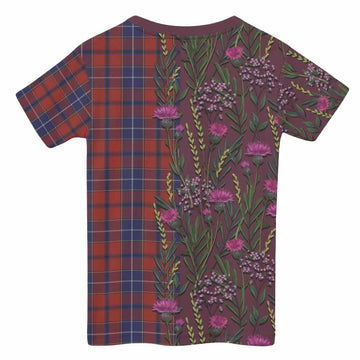 Wishart Family Crest Tartan Kid T-shirt Scottish Thistle Flower Pattern Half Style - Tartan Vibes Clothing