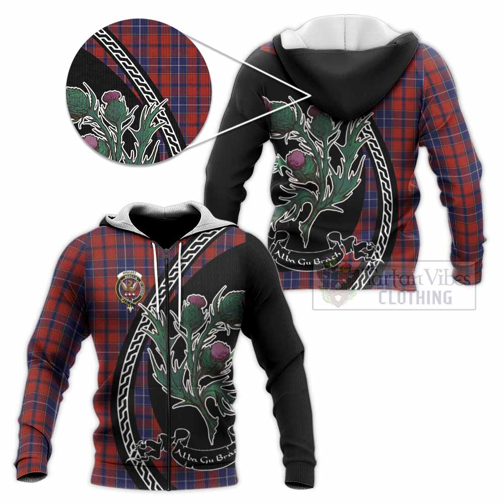 Wishart Family Crest Tartan Knitted Hoodie Alba Thistle Inspired - Tartan Vibes Clothing