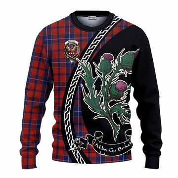Wishart Family Crest Tartan Knitted Sweater Alba Thistle Inspired - Tartan Vibes Clothing