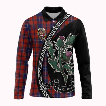 Wishart Family Crest Tartan Long Sleeve Polo Shirt Alba Thistle Inspired - Tartan Vibes Clothing