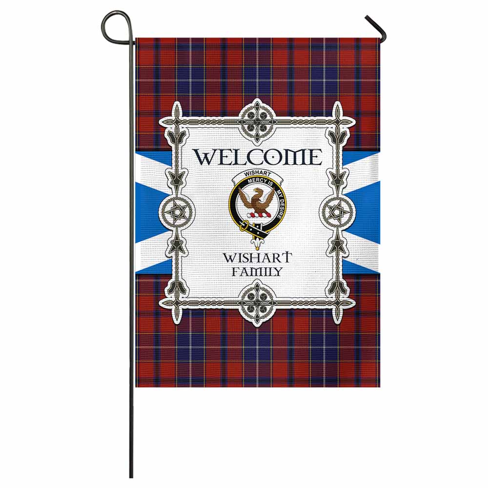 Wishart Family Crest Tartan Welcome Garden Flag Saltire Harmony Style - Tartan Vibes Clothing
