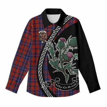 Wishart Family Crest Tartan Women Casual Shirt Alba Thistle Inspired - Tartan Vibes Clothing