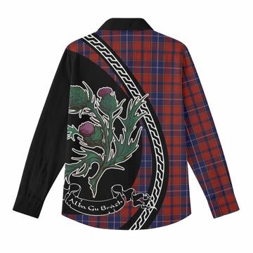 Wishart Family Crest Tartan Women Casual Shirt Alba Thistle Inspired - Tartan Vibes Clothing