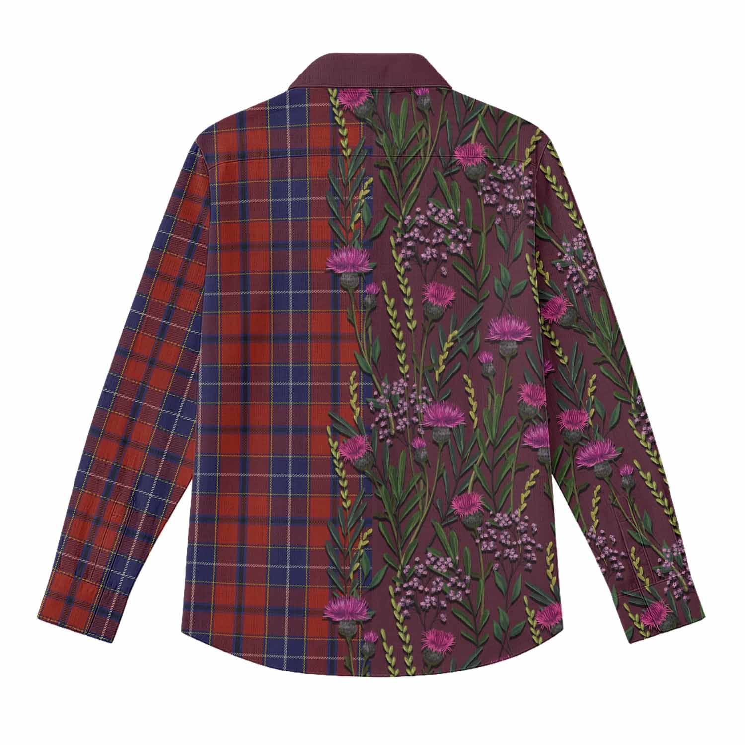 Wishart Family Crest Tartan Women Casual Shirt Scottish Thistle Flower Pattern Half Style - Tartan Vibes Clothing