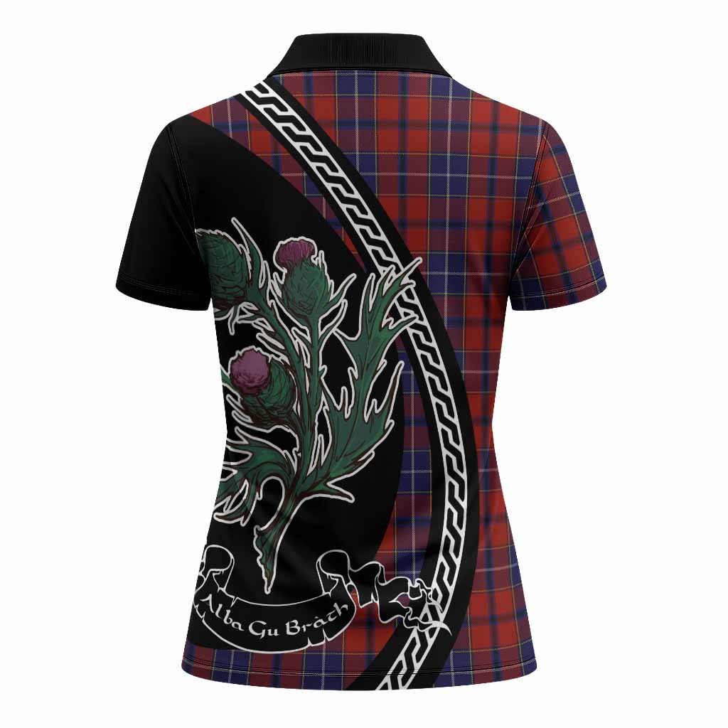 Wishart Family Crest Tartan Women Polo Shirt Alba Thistle Inspired - Tartan Vibes Clothing