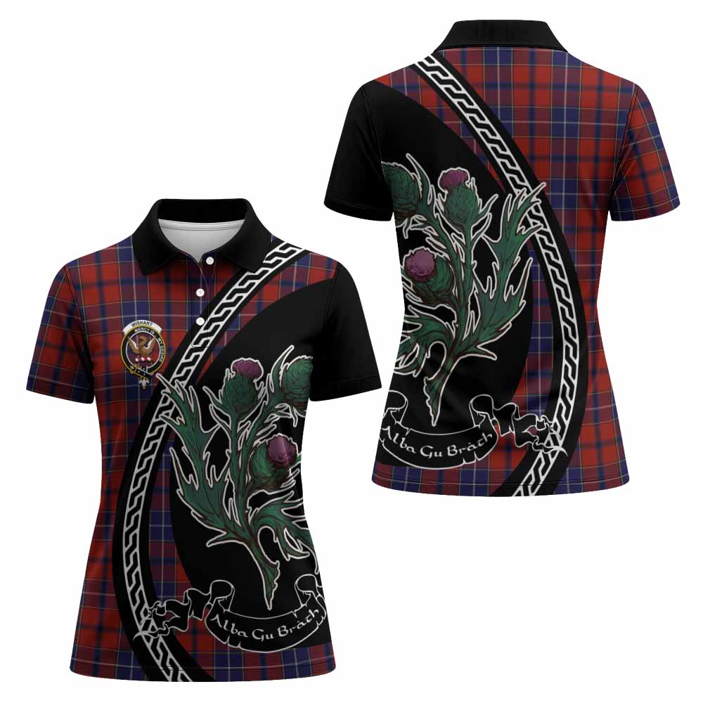 Wishart Family Crest Tartan Women Polo Shirt Alba Thistle Inspired - Tartan Vibes Clothing