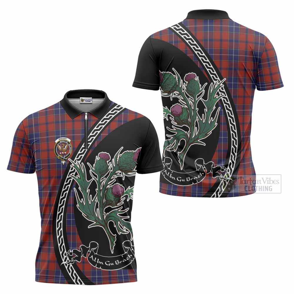 Wishart Family Crest Tartan Zipper Polo Shirt Alba Thistle Inspired - Tartan Vibes Clothing