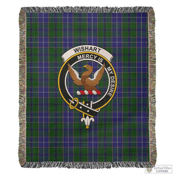 Wishart Hunting Tartan Woven Blanket with Family Crest