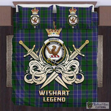 Wishart Hunting Tartan Bedding Set with Clan Crest and the Golden Sword of Courageous Legacy