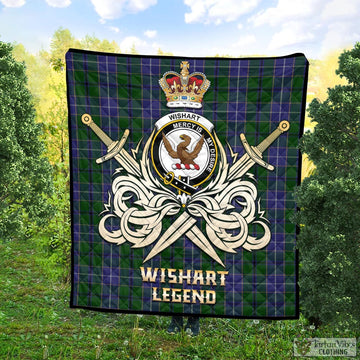 Wishart Hunting Tartan Quilt with Clan Crest and the Golden Sword of Courageous Legacy