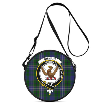 Wishart Hunting Tartan Round Satchel Bags with Family Crest