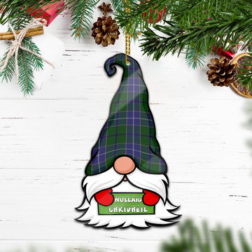 Wishart Hunting Gnome Christmas Ornament with His Tartan Christmas Hat