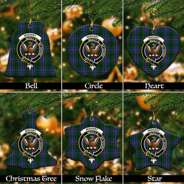 Wishart Hunting Tartan Christmas Ornaments with Family Crest