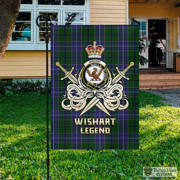 Wishart Hunting Tartan Flag with Clan Crest and the Golden Sword of Courageous Legacy