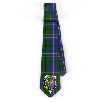 Wishart Hunting Tartan Classic Necktie with Family Crest