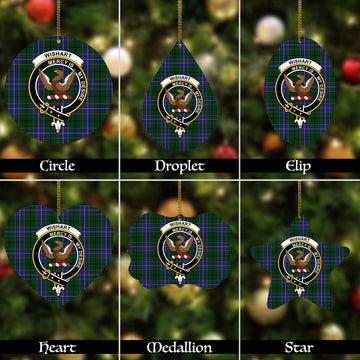 Wishart Hunting Tartan Christmas Ornaments with Family Crest