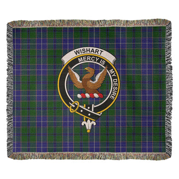 Wishart Hunting Tartan Woven Blanket with Family Crest