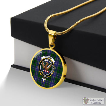 Wishart Hunting Tartan Circle Necklace with Family Crest
