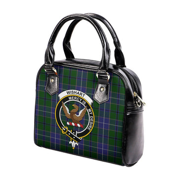 Wishart Hunting Tartan Shoulder Handbags with Family Crest