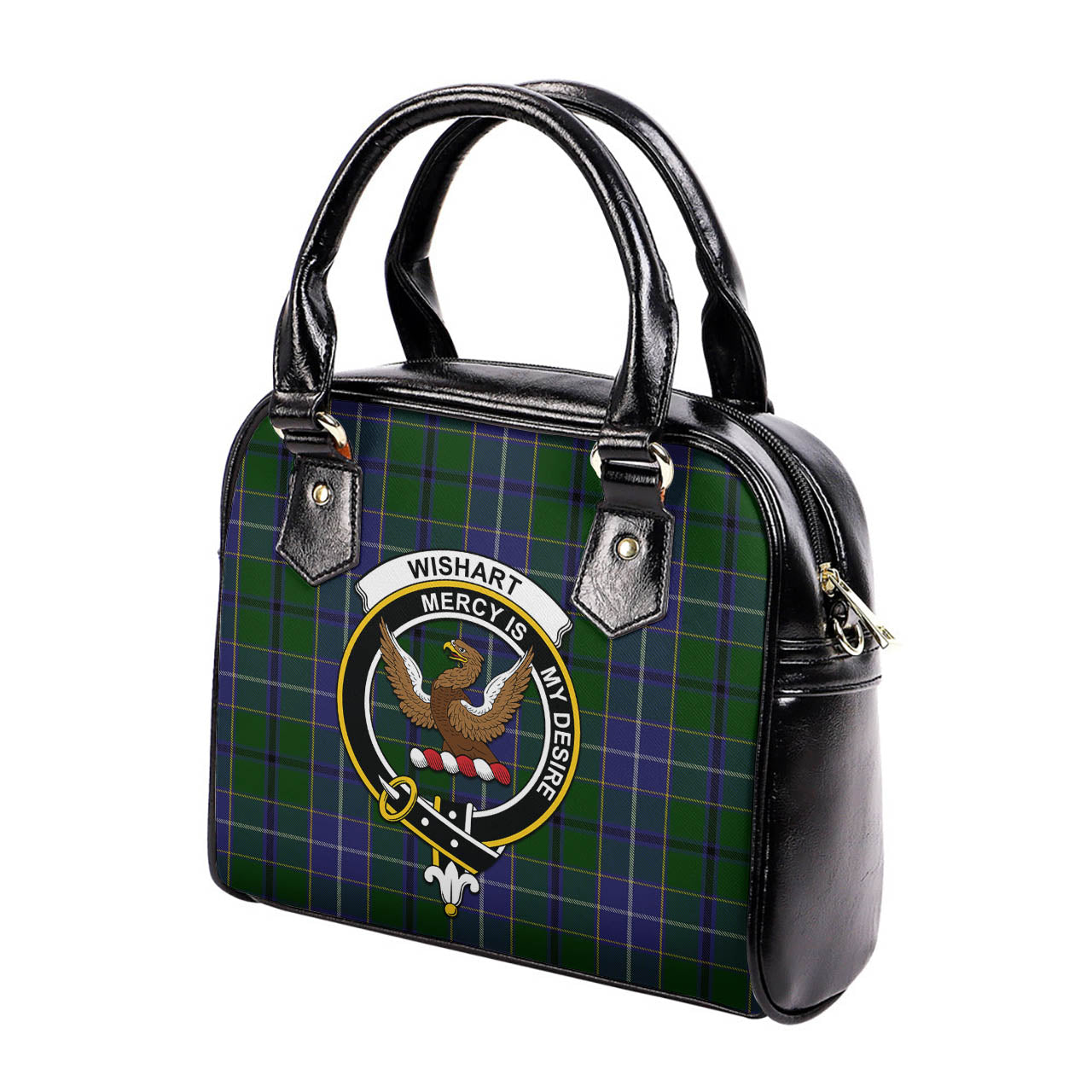 Wishart Hunting Tartan Shoulder Handbags with Family Crest - Tartanvibesclothing